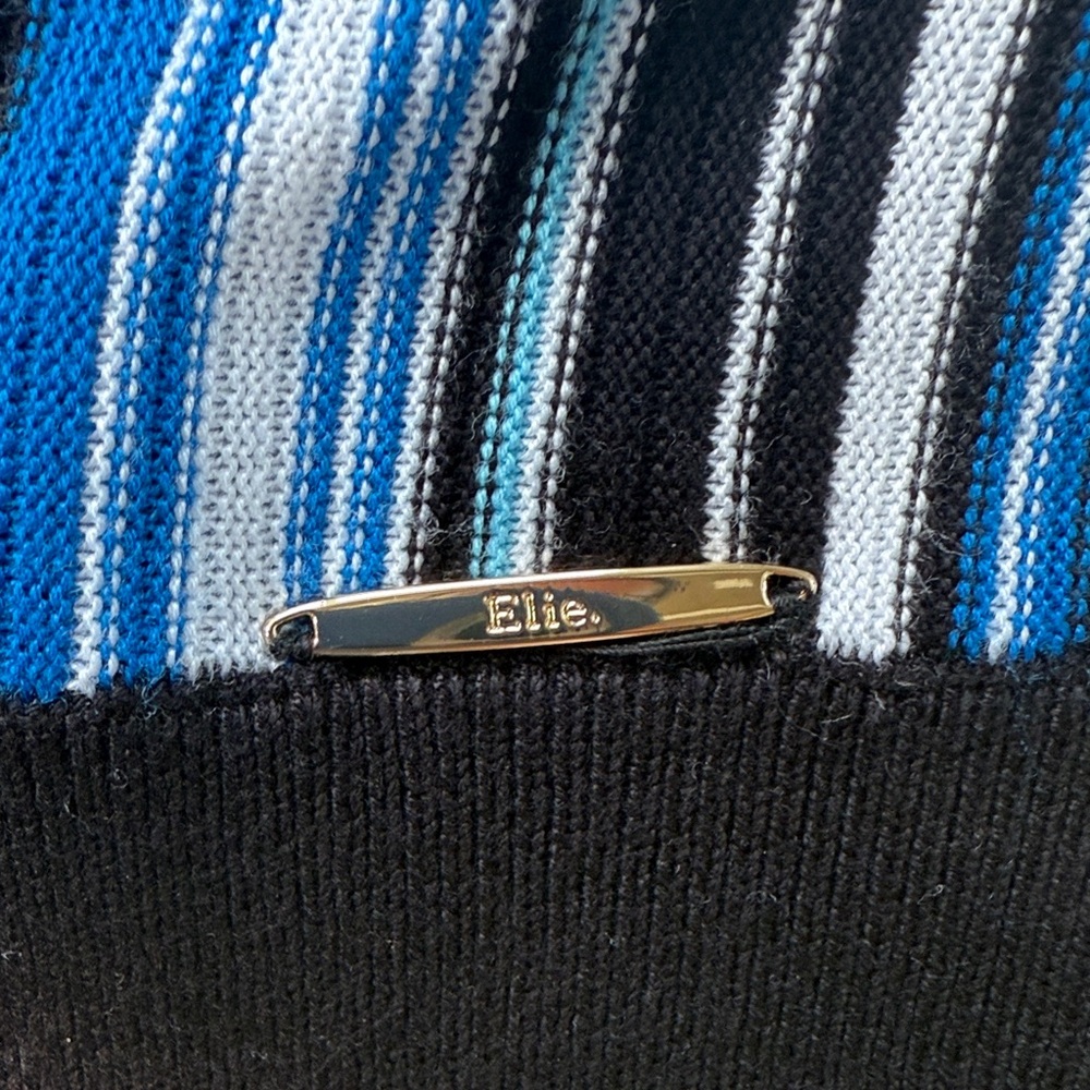 NWT! Elie Tahari Blue/Black Striped Knit Top - Picture 5 of 11